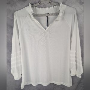#1 Coco + Carmen L/XL White Blouse NWT Ruffles